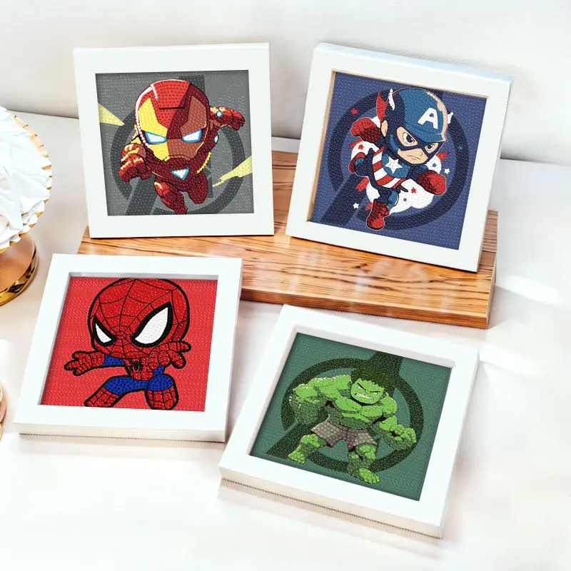 

Marvel Spider Man Iron Man Cartoon Creative Handmade Children's Puzzle DIY Diamond Stickers Children's Toys Holiday Gifts