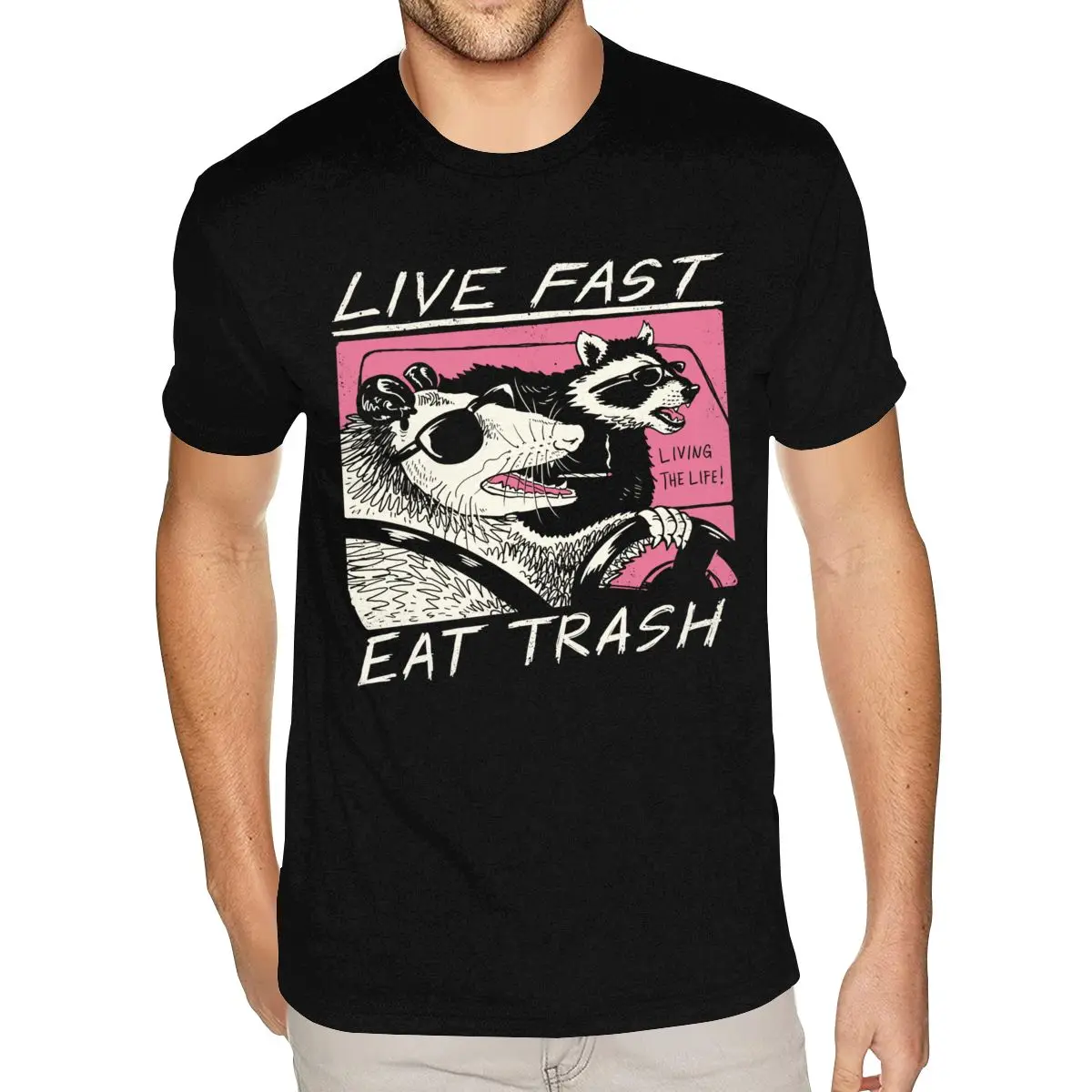 Live Fast Eat Trash Green Travel Tshirt Guys 2020 High Quality Tshirt Men Short Sleeve Fashion Brand Apparel