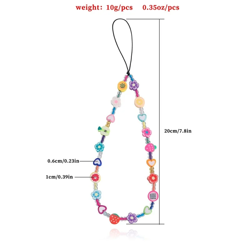 Simple Crystal Pearl Phone Chain Women Clay Beaded Phone Lanyard Devil\'s Eye Love Mobile Phone Strap Pendant Jewelry Accessories