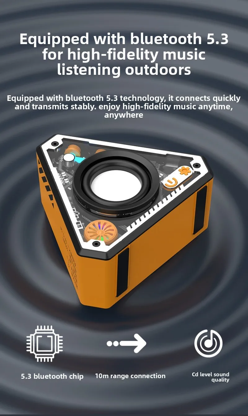 Portable Wireless Bluetooth Subwoofer Mini Home Desktop Triangle Speaker with Stereo Sound