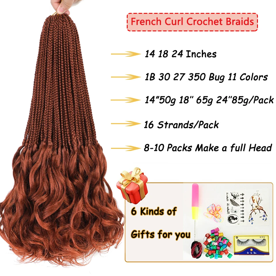 Ombre French Curly Crochet Braids 613 350 Color French Curly Crochet Braiding Hair Pre Looped Goddess Box Braids 16 Strands/Pack