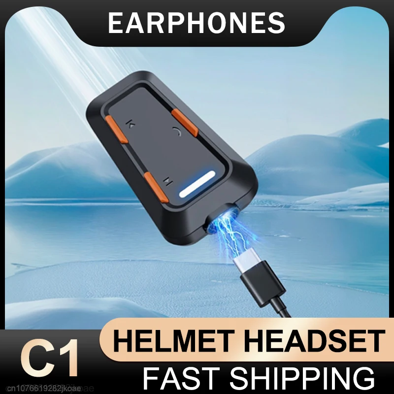 C1 Motorcycle Helmet Headset Stereo Wireless Bluetooth 5.3 Music Headphones IPX5 Waterproof Ambient Light 450mAh Long Standby