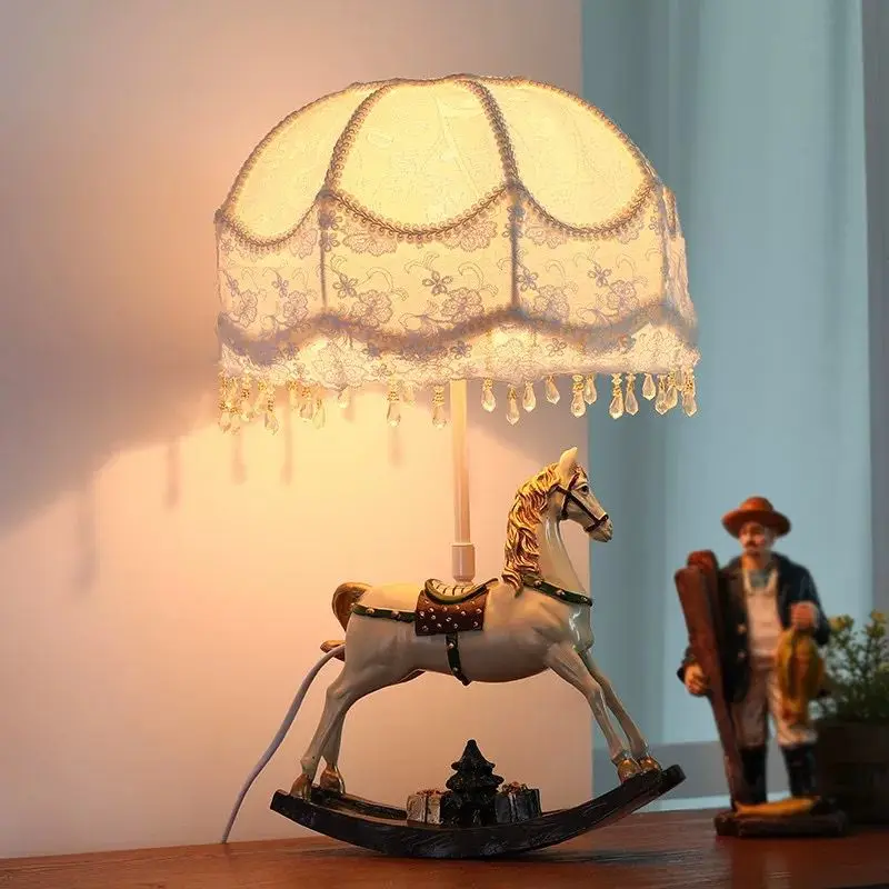 Dream fairy tale Trojan horse bedroom   American  style  French  European  Korean  girl  Princess desk lamp
