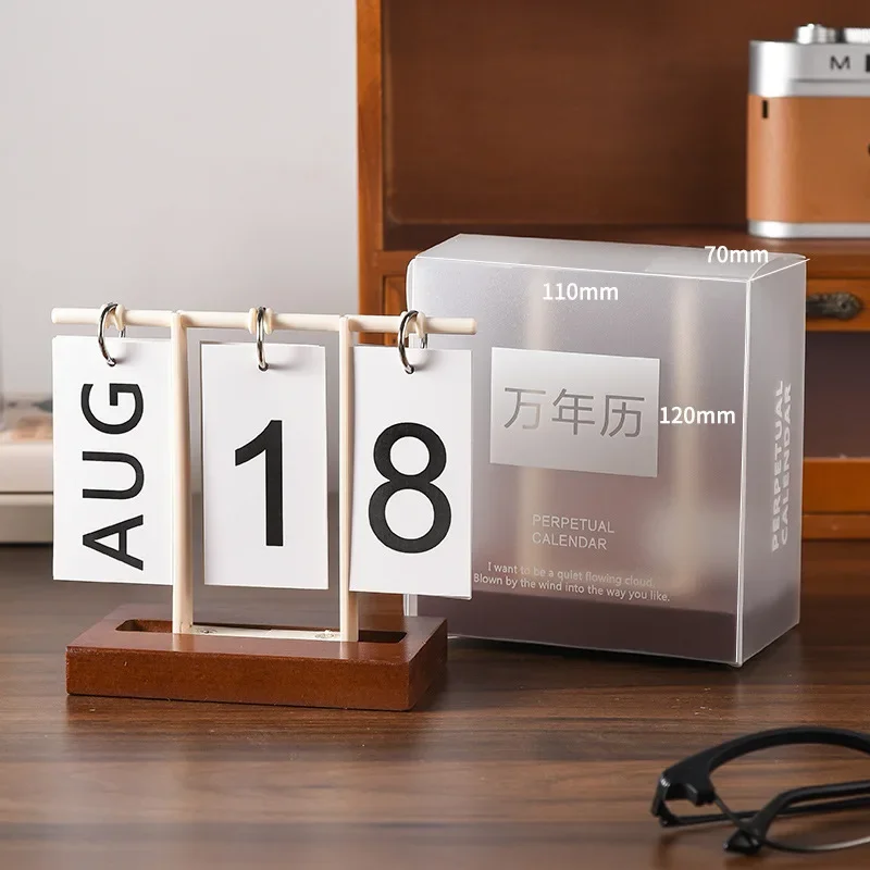 Desk Calendar Gift Decorative Reusable Flip Calendar Perpetual Calendar Home Decor for Fireplace Bookshelf Indoor Bedroom Office