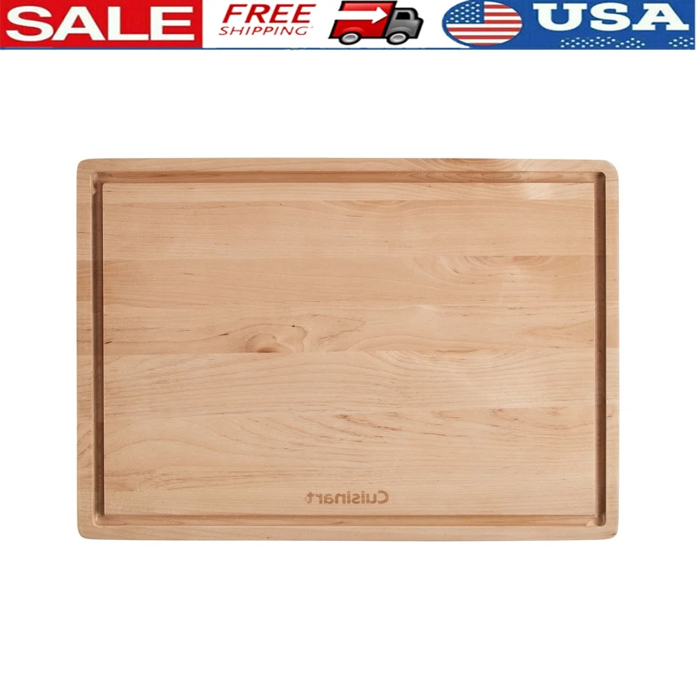 

Reversible 17 Inch Maple Wood Cutting Board with Juice Well Ideal Carving Slicing Dicing Serving Durable Kitchen Accessory