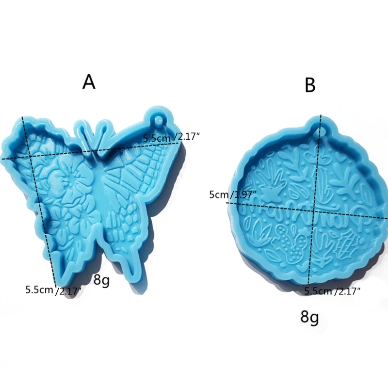 Stampo portachiavi in ​​silicone per stampo per colata epossidica con pendente a farfalla con per D