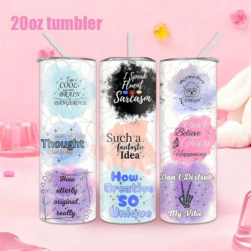 1pc Stainless Steel Water Bottle/Tumbler with Sarcastic & Humorous Quote Design — 20oz (591ml)