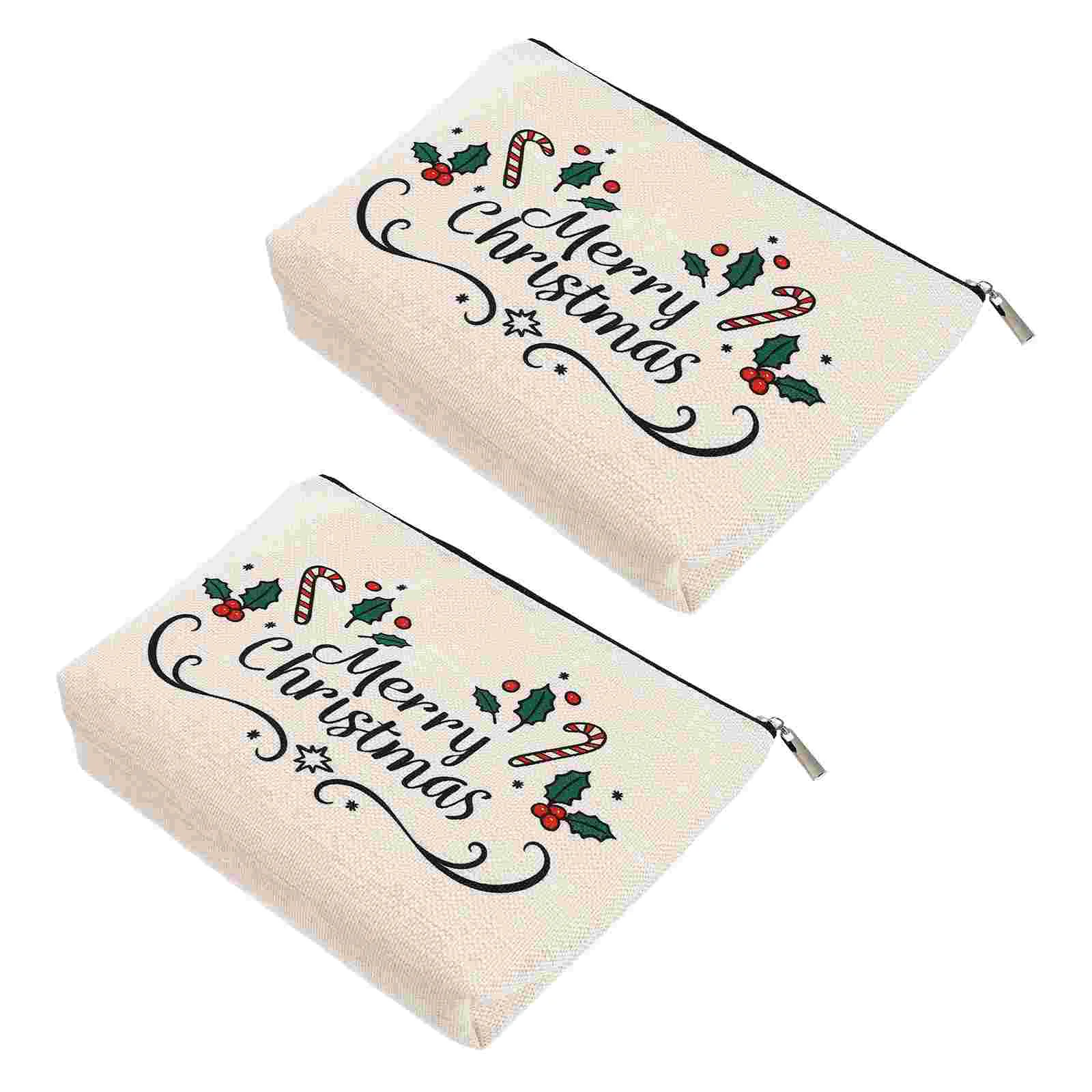 

2 Pcs Christmas Bag Makeup for Travel Bags Washing Storage Pouch Waterproof Linen Large Capacity Toiletry Miss