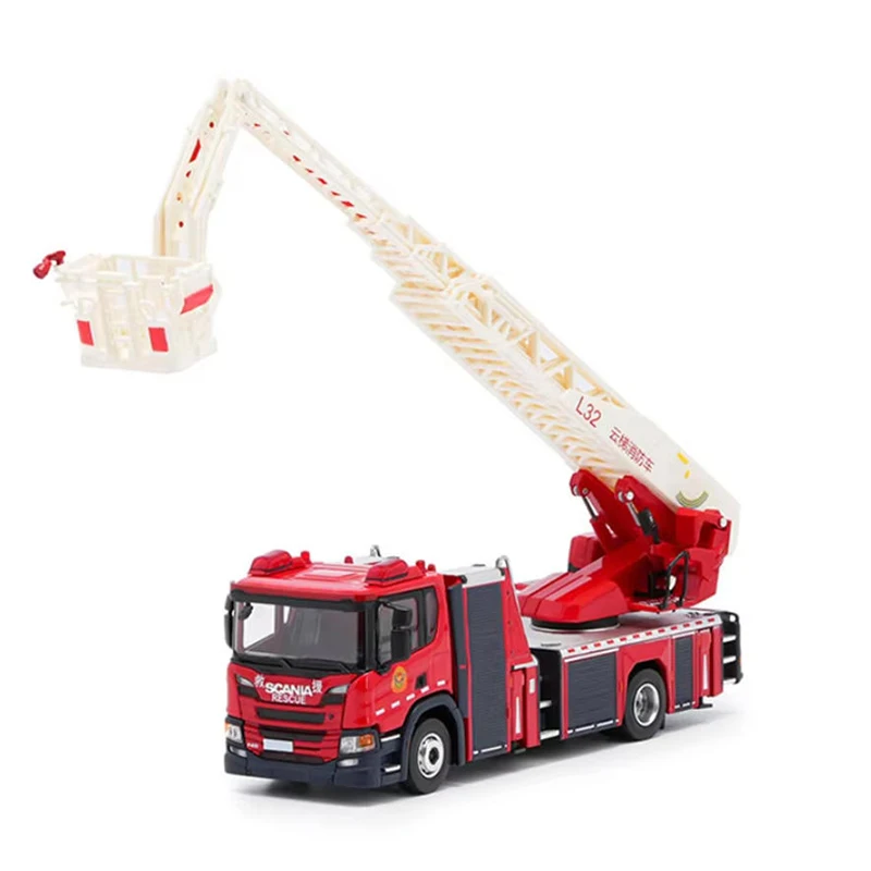 MASSDI 1/64スケール消防車合金製カーモデルコレクション装飾ホリデーギフトおもちゃ