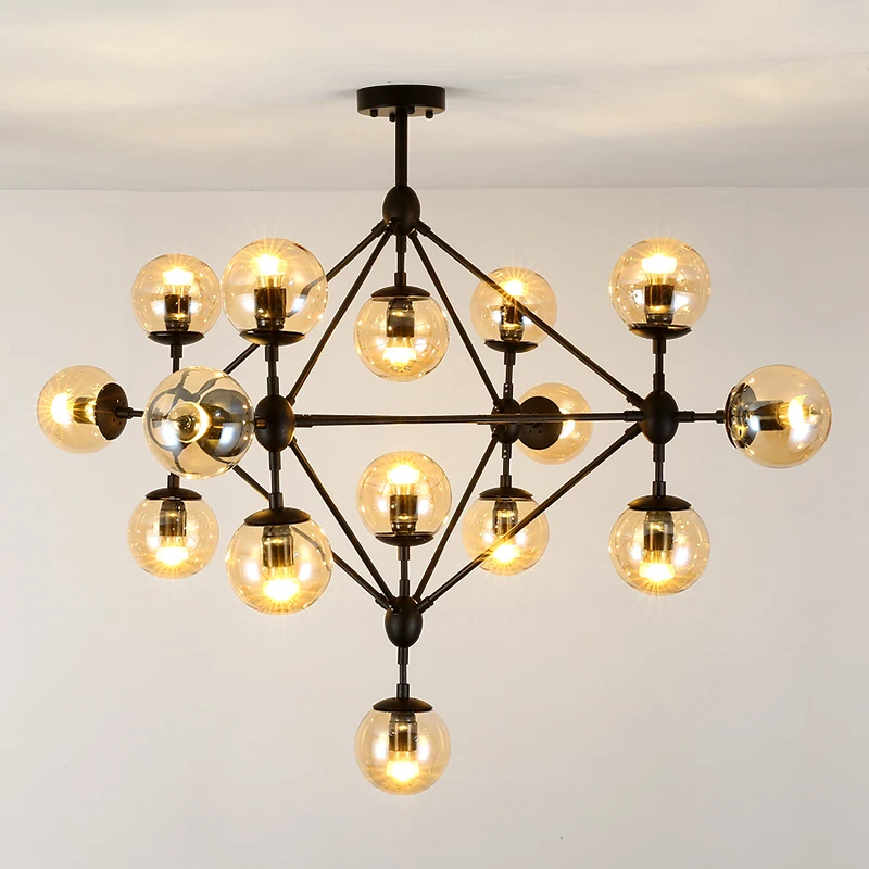 

Vintage Nordic Black LED Chandelier Living Room Bedroom Hall Pendant Lamp Home Decoration Luminaires Interior Lighting Fixture