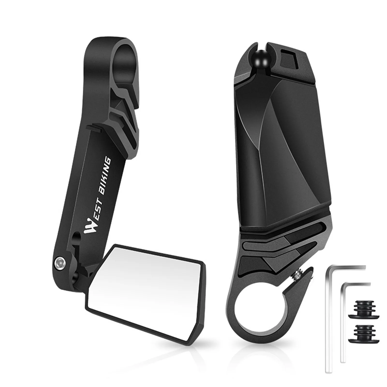 Bike Handlebar Mirror Foldable Bicycle Rear View Mirror 360 Degrees Rotation MTB Bike Horn Auxiliary Handlebar Rearview Mirror