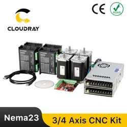 Cloudray 3/4 Axis CNC Kit Nema23 3.0N.m Stepper Motor Driver USB LPT Controller Board and 350W Power Supply