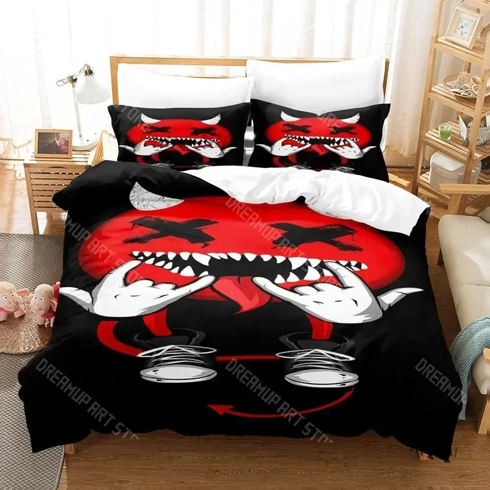 

XOXO Devil Smiling Face Комплект постельного белья Single Twin Full Queen King Size Комплект постельного белья для взрослых и детей Наборы пододеяльников для спальни с 3D принтом Хип-хоп