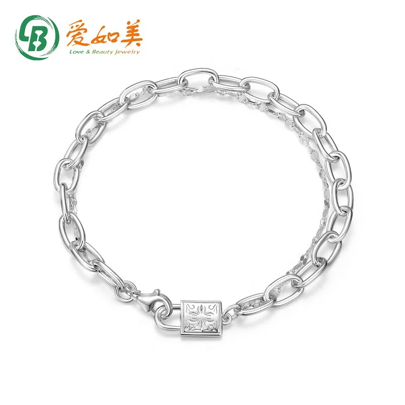 

Fashionable and Trendy Exquisite Small Lock Bracelet 18K Gold PT950 Platinum Silver Plated 7-layer Gold Bracelet Double-layer