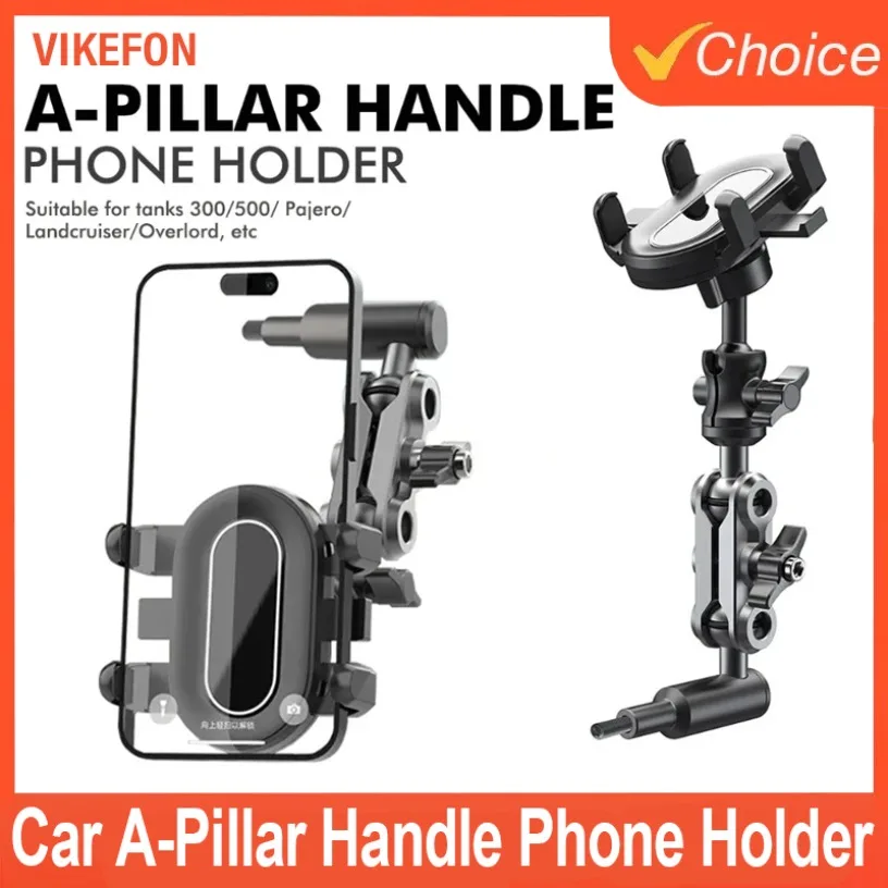 Universell um 360 Grad drehbarer Auto-Telefonhalter mit A-Säulengriff, mobile Halterung, geeignet für iPhone 17–12 Pro Max Samsung