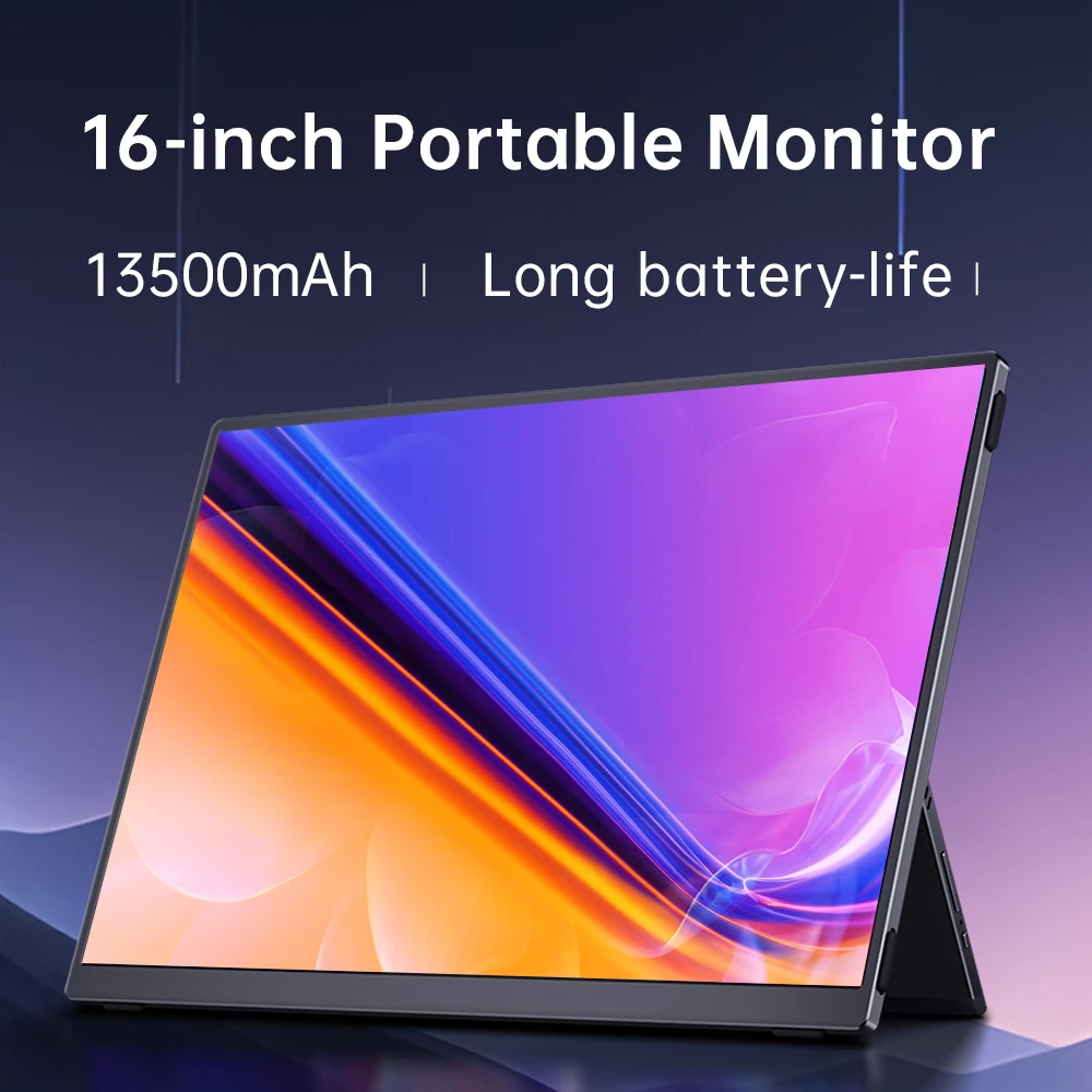 

Damrapt 16 inch 4K UHD Portable Monitor 3840x2400p Built-in Battery Metal Frame for Laptop Phone Xbox Traveling Display Macbook