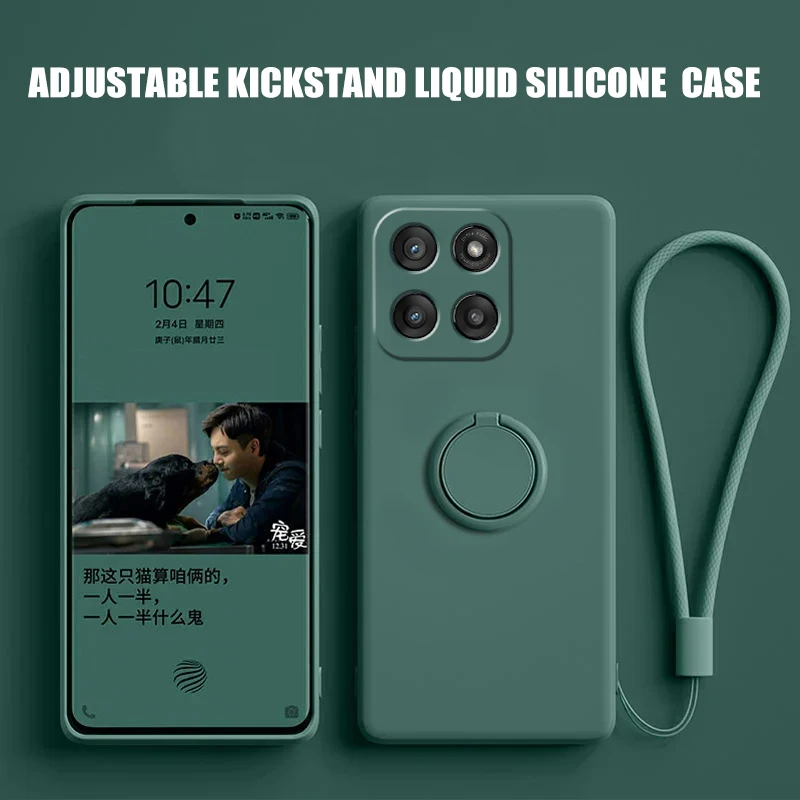 Soft Liquid Silicone Case for Motorola Edge 60 Fusion Ring Holder Phone Shell Edge 60s 50Neo 50Fusion 50Pro Cover Protect Fundas