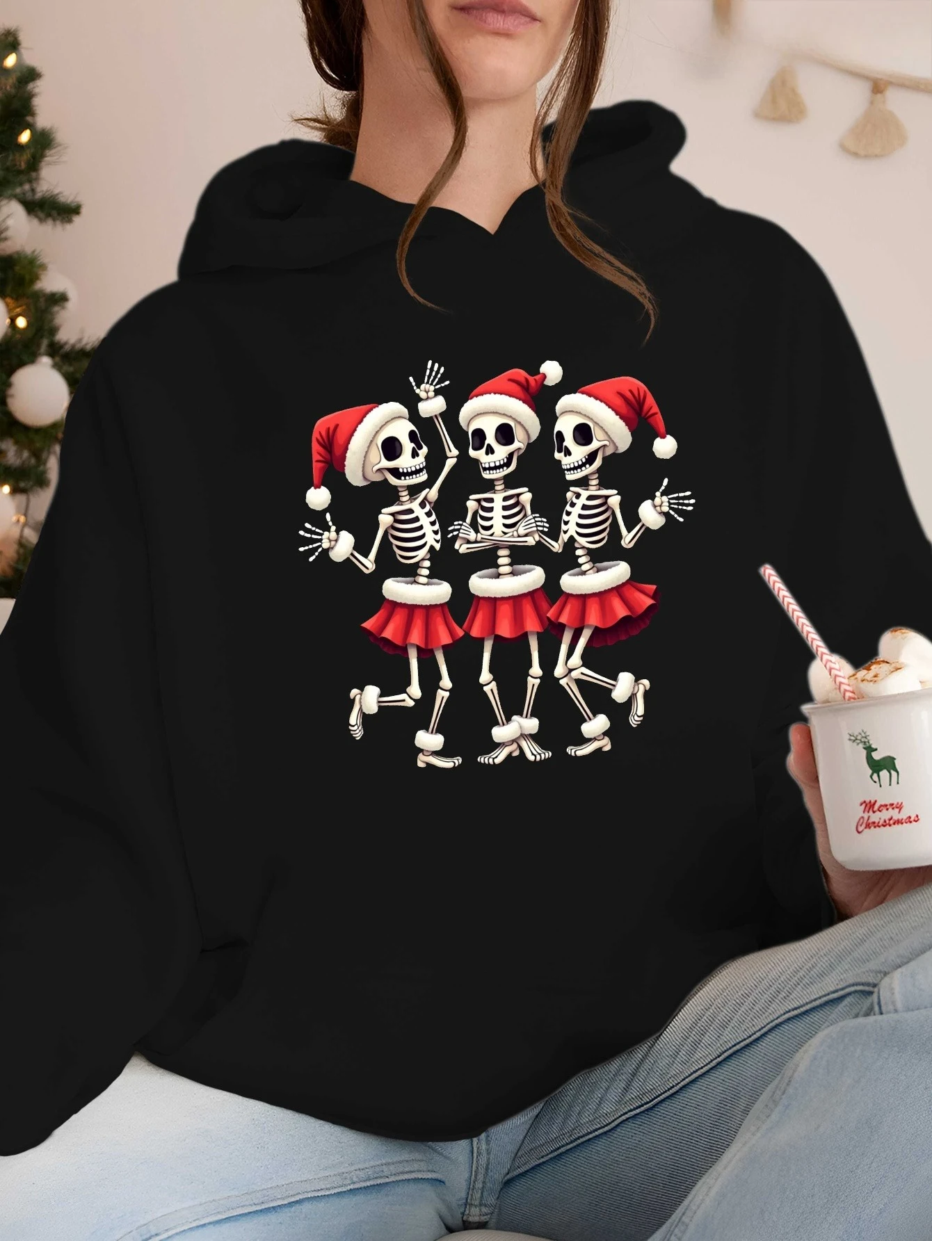 2025 noël automne hiver polaire Hip Hop à capuche nouveau doux drôle polaire confortable sweats à capuche rue automne vêtements