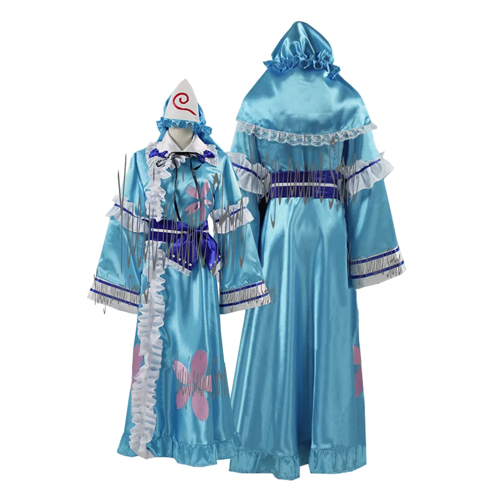 Anime Cosplay Saigyouji Yuyuko Costume Lolita Dress For Women men suit Halloween Party Cos