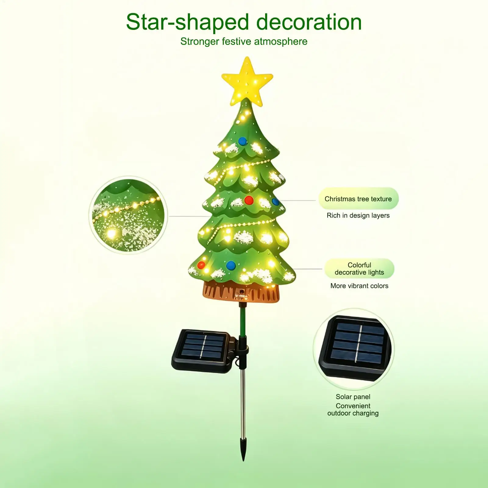 屋外用クリスマスツリー-ソーラー式-防水ledスタックサイン-ホリデーシーズンの庭や芝生用クリスマスデコレーション