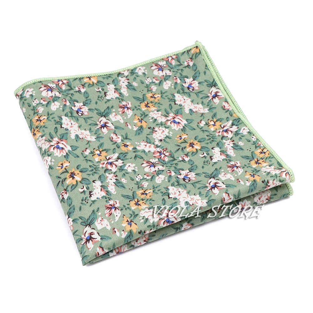 Pochette de dessin animé floral pour hommes, Hankie, 100% coton, décontracté, fête de mariage, assressenti, poche carrée, accessoire cadeau, 13