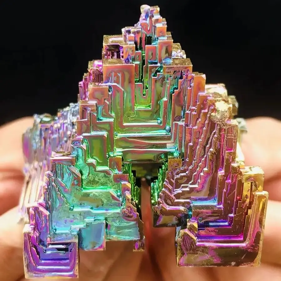 Natural Bismuth Tower Metal Mineral Crystal Tower Pyramid Stones Gemstone Reiki Healing  Meditation Decor