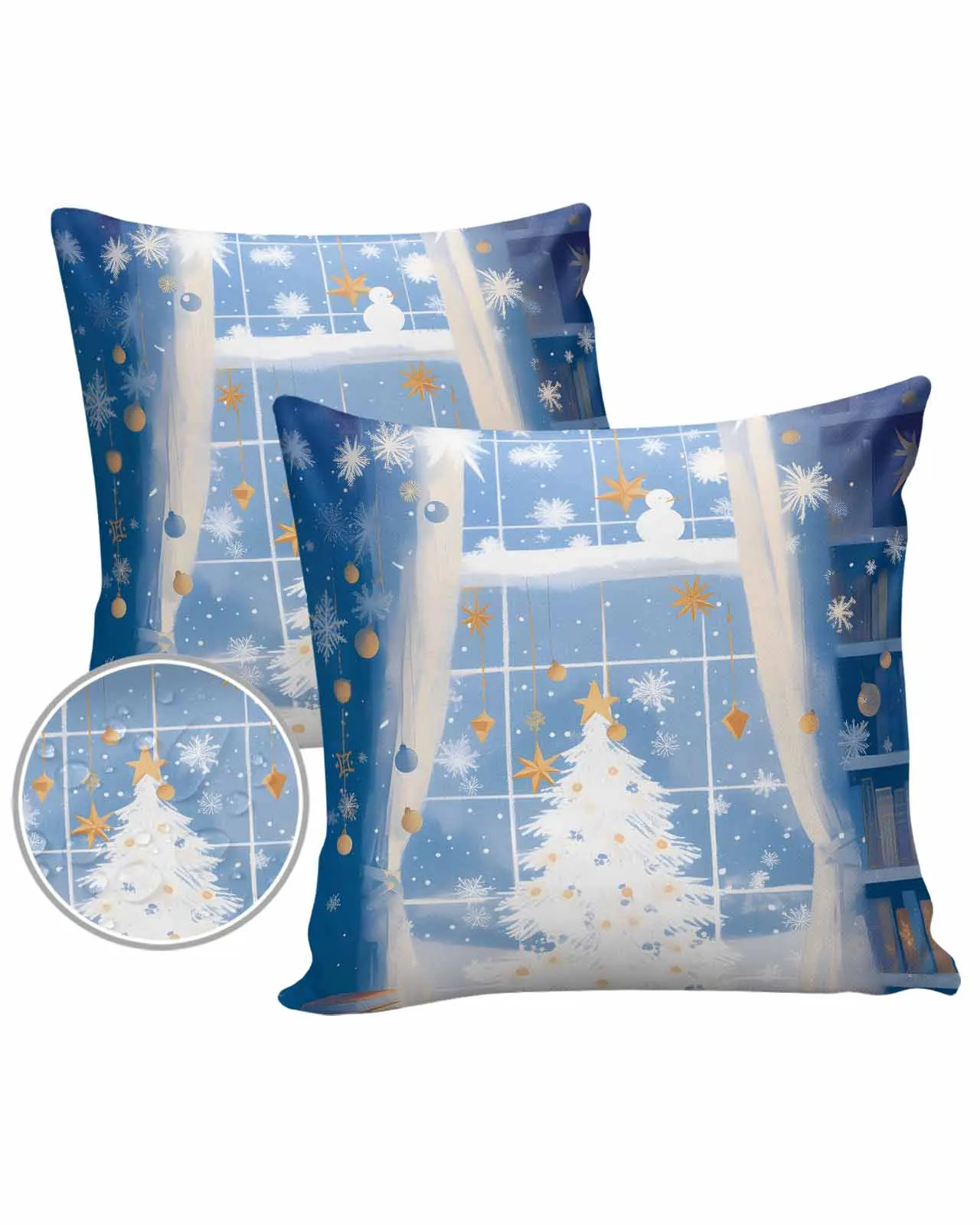 2/4PCS Cartoon Christmas Tree Plants Book Decorative Sofa Throw Pillow Cover Case Garden Patio Cushion Covers