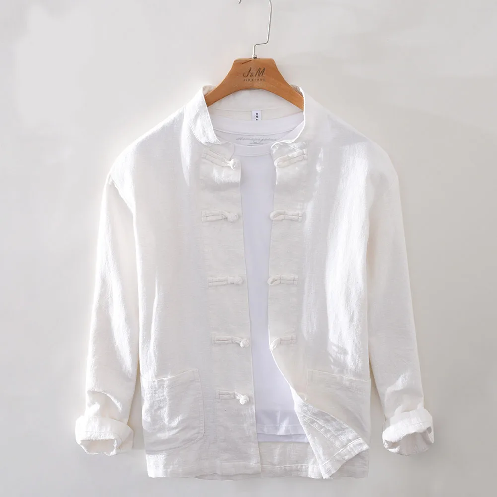 Comfortable Comfy Mens Tops Mens Shirts Button Up Tang Suit Cardigan Traditional Chinese Solid Color Blouse Stand Collar