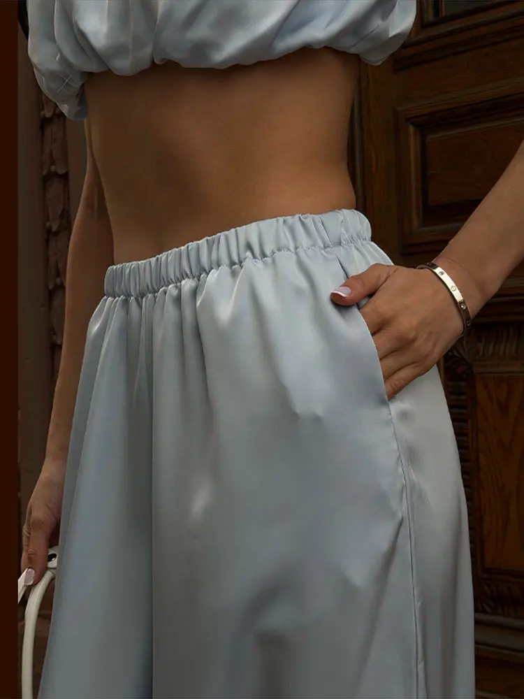 Plissierte kurze Tube-Tops, Hosenanzüge für Damen, sexy Spaghettiträger, ärmelloses, kurzes Top, elastische Taille, Schnürhose, neue Outfits – Detail 30