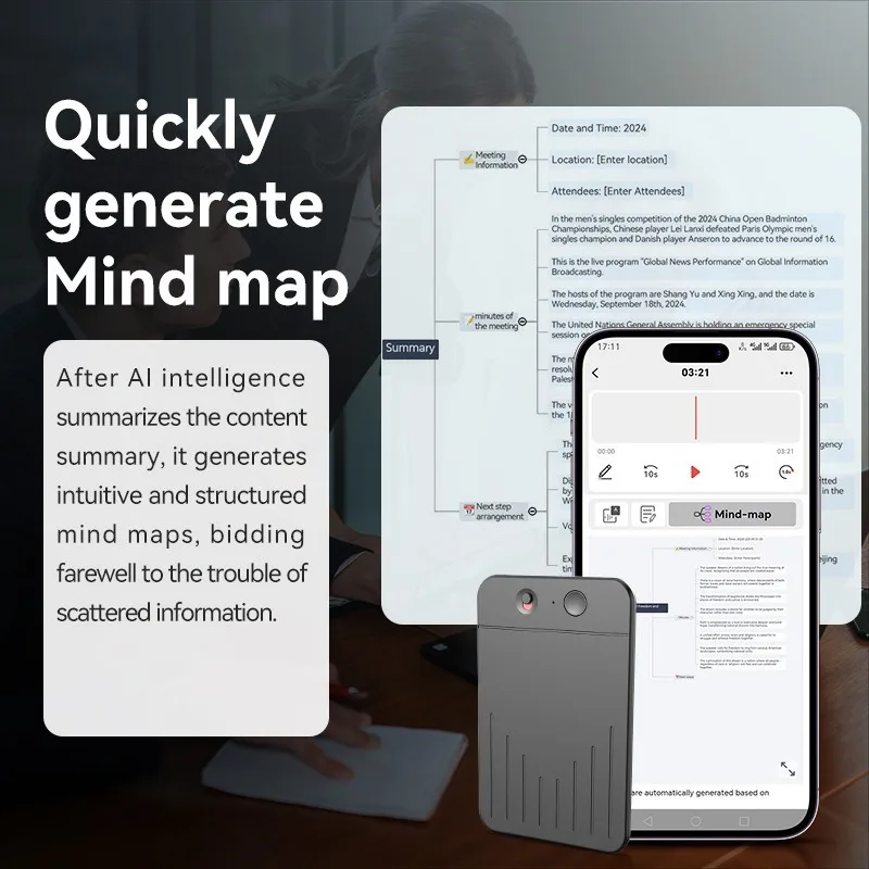 AI بالطاقة ChatGPT-4 App مكالمة هاتفية مسجل صوت رقمي 8GB-128GB ترجمة Summarize لغة الصوت جهاز الصوت الإملاء