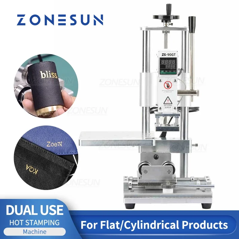 

ZONESUN ZS-90GT Hot Foil Leather Round Flat Shape Gift Card Embossing LOGO Wood Stamping Machine