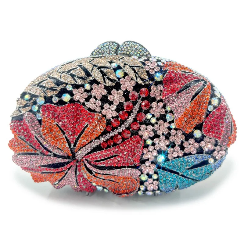 Luxury Pink Bow Rhinestone Evening Clutch for Women, Sparkling Crystal Formal Party Wedding Purse Handbag