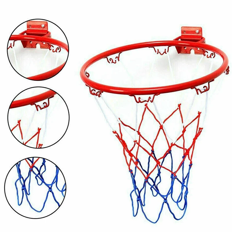 2Pcs 32Cm Wall Mounted Basketball Hoop Netting Metal Rim Hanging Basket Basket-Ball Wall Rim With Screws Indoor Outdoor