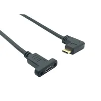 USB 3.1 Type C Extension Cable USB C Panel Mount 10Gbps USB C Extender Cable for Data & Sync Right Angle Male to Female 0.3m