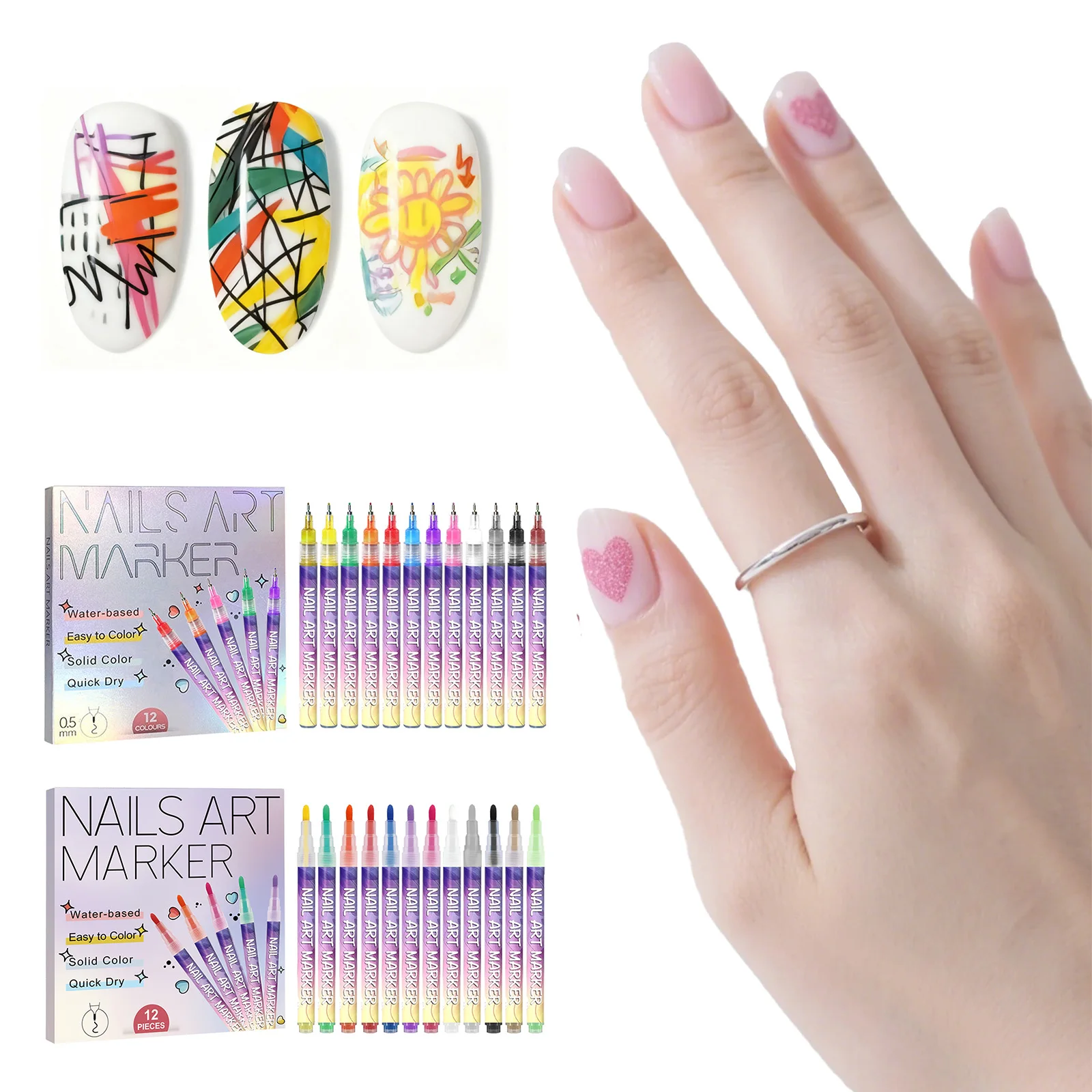 

12-цветные ручки для лака для ногтей, сделай сам, рисунок, живопись, кисть для подводки для дизайна ногтей, красота, украшение, маникюрные инструменты