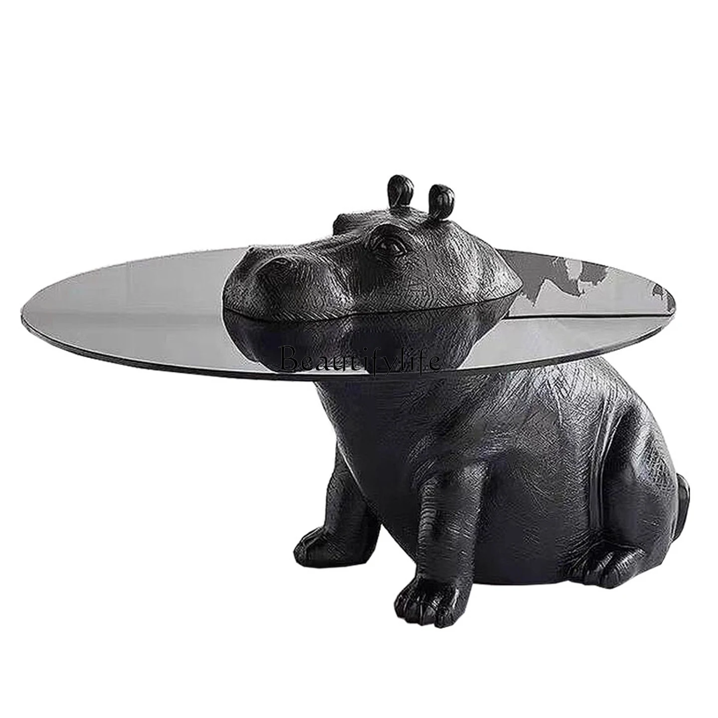 

Italian Style Living Room Hippo Coffee Table for Home Use with Tempered Glass Designer Creative Irregular Shape Tea Table