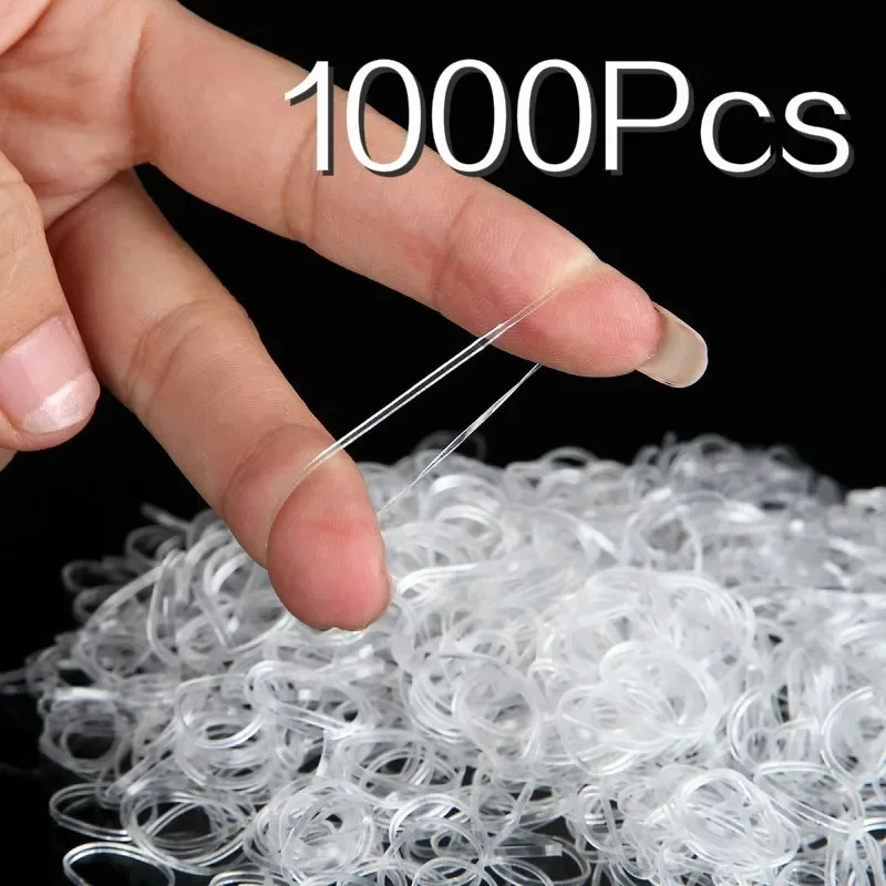 1000Pcs Girls Disposable Rubber Bands Clear Elastic Hair Bands Children Ponytail Holder Ties Headband Kid Hair Tools Accessories