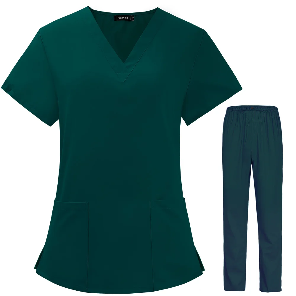 Estate puro colore Spandex elastico traspirante Scrub uniforme salone di bellezza uniforme infermieristica uniforme da laboratorio Pet Shop Scrub Uniform