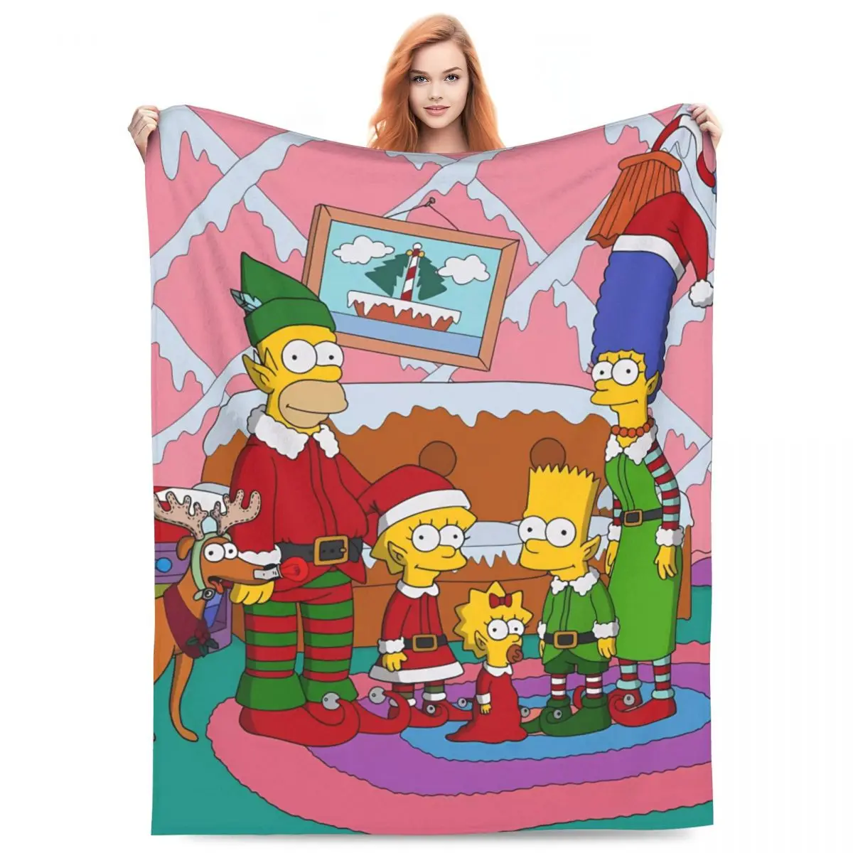 The Simpsons For Christmas Flannel Blanket Super Warm Bedding Throws for Living Room Airplane Travel Fashion Bedspread Bed Cover