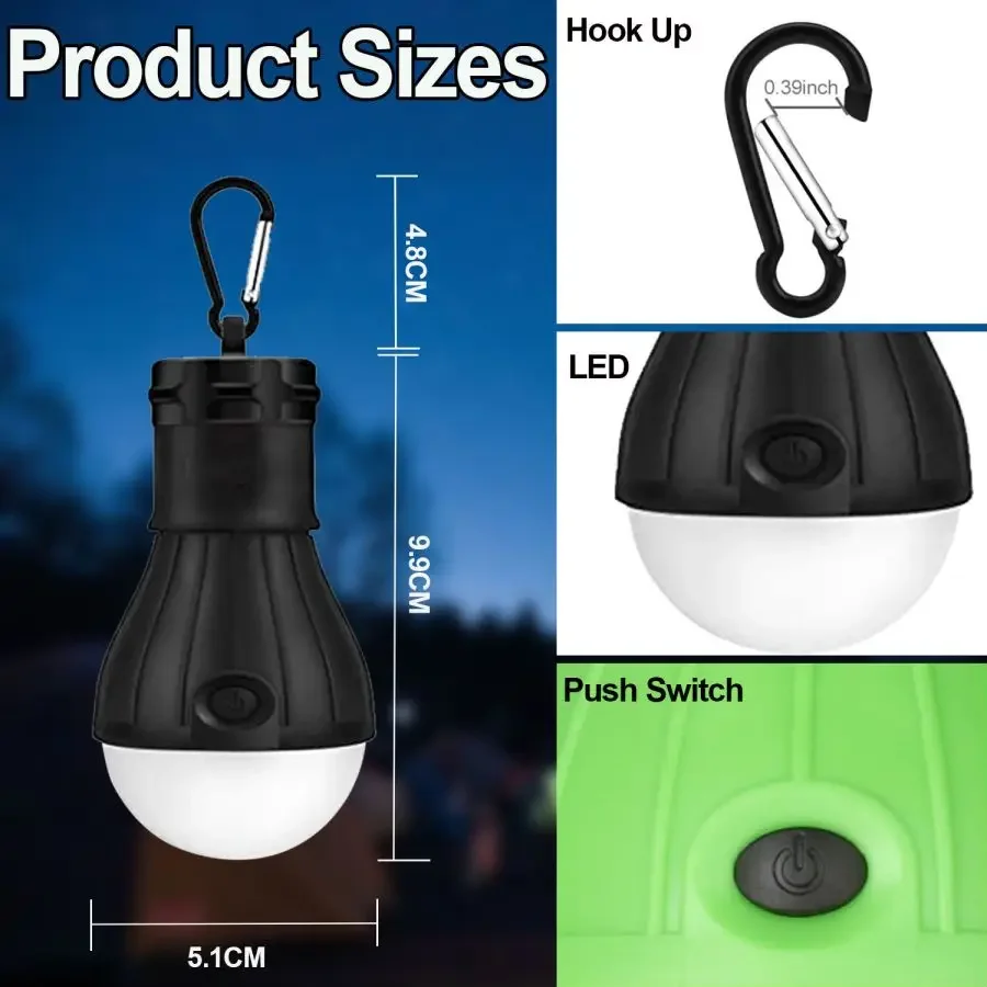 Luz LED impermeable para acampar al aire libre, lámpara de tienda, Bombilla de emergencia, linterna portátil, accesorios de Camping para mochilero y senderismo