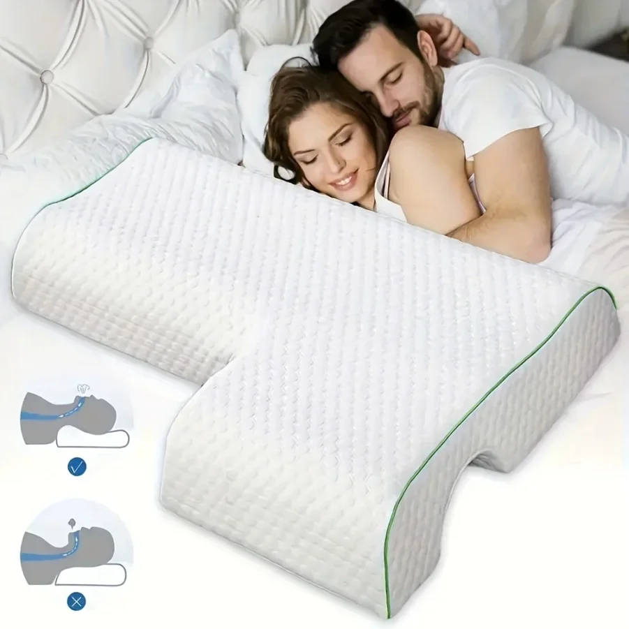 Orthopedic Memory Foam Pillow for Side Sleepers - Cervical Support Soft Breathable Slow Rebound Couples Pillow No Pressure Hand
