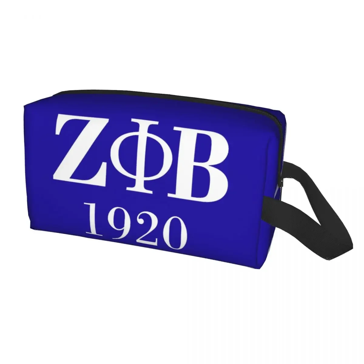 Custom Zeta Phi Beta Sorority Logo Toiletry Bag for Women Greek Letter 1920 Makeup Cosmetic Organizer Lady Storage Dopp Kit Box