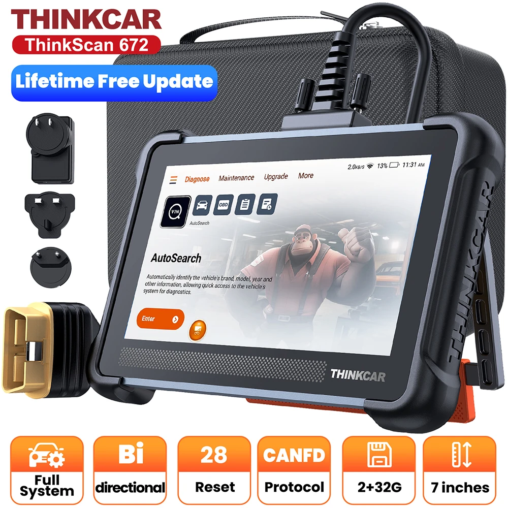 THINKCAR THINKSCAN 689 OBD2 Scanner ECU Coding Active Test CANFD&DOIP FCA AutoAuth,34 Reset Full System Diagnostic Lifetime Free