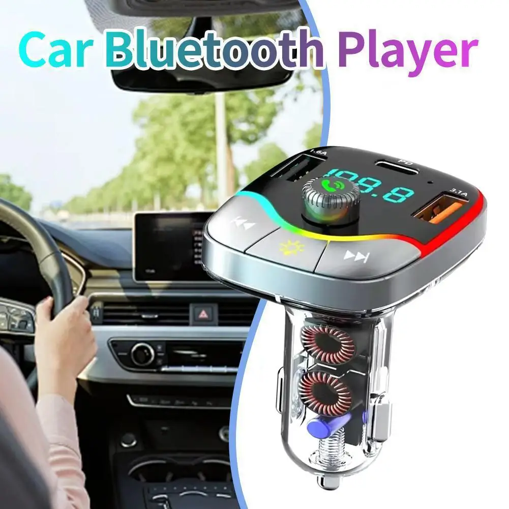 

1pcs Bluetooth FM Transmitter Car MP3 Player Dual USB Type C Car & Call Hands-Free for Safe Car Auido Receiver