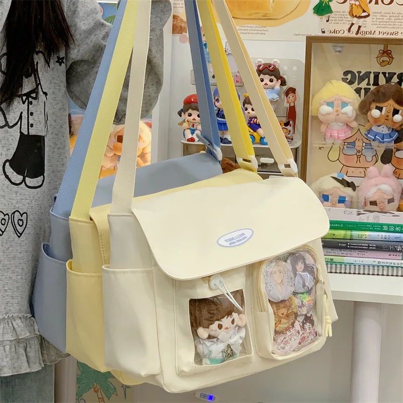 

Girls School Daily Crossbody Bag Preppy Design Transparent Ita Large Capacity Handbag