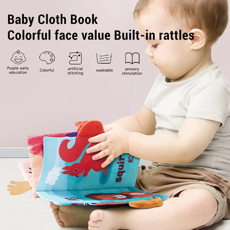 Pasgeboren Baby Zachte Doek Boek Scheur Driedimensionale Staart Boek Baby Activiteit Puzzel Ouder-kind Interactief Doek Boek Speelgoed Cadeau