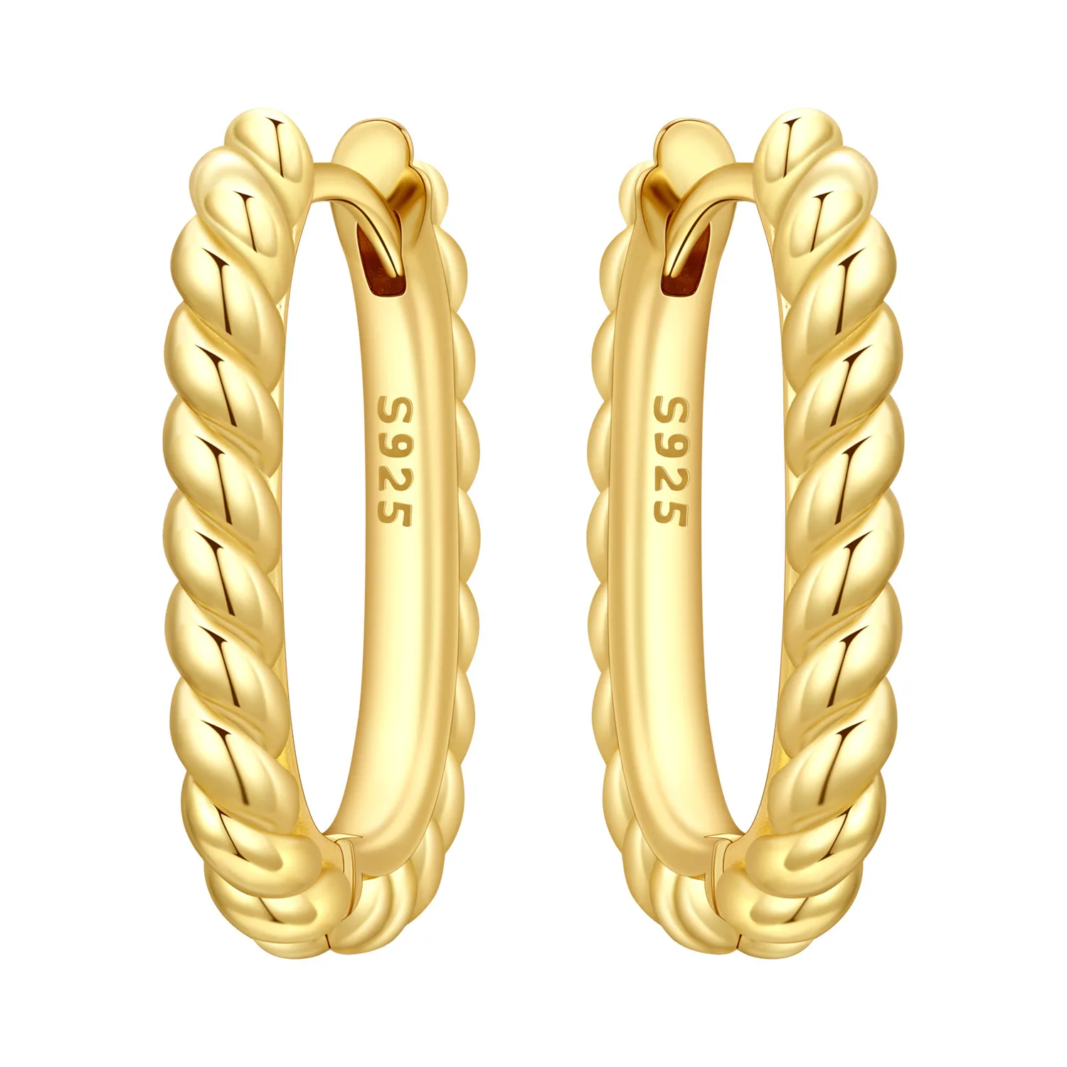 

Orstarry S925 Sterling Silver Golden Twisted U-shaped Earrings Versatile Hoop Earrings For Women Jewelry Original Party Gifts