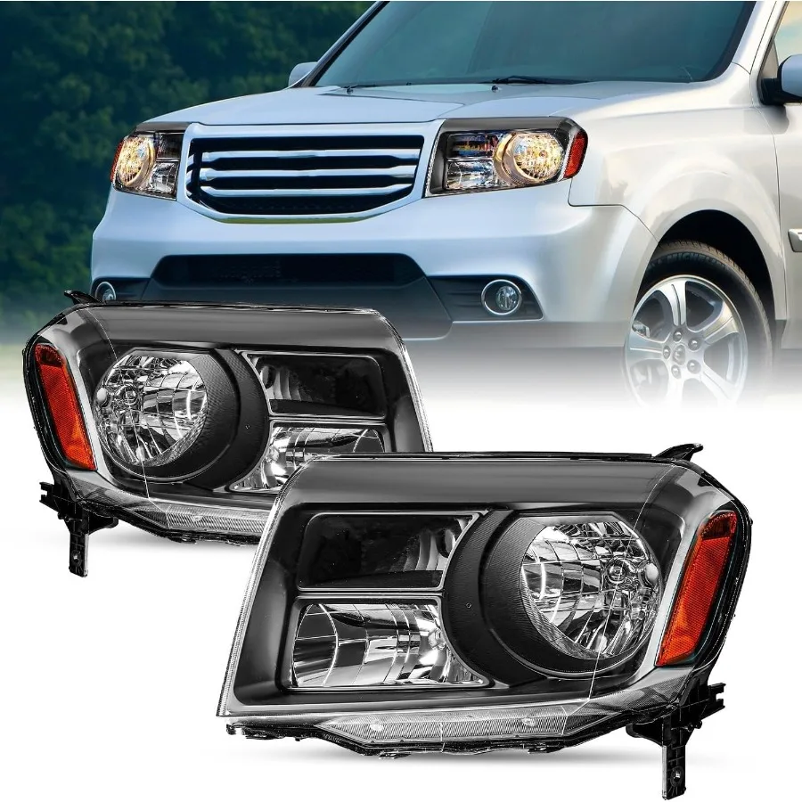 

Пара фар в сборе, подходит для Honda Pilot 2012, 2013, 2014, 2015, сменная передняя фара, черный корпус с янтарным отражателем