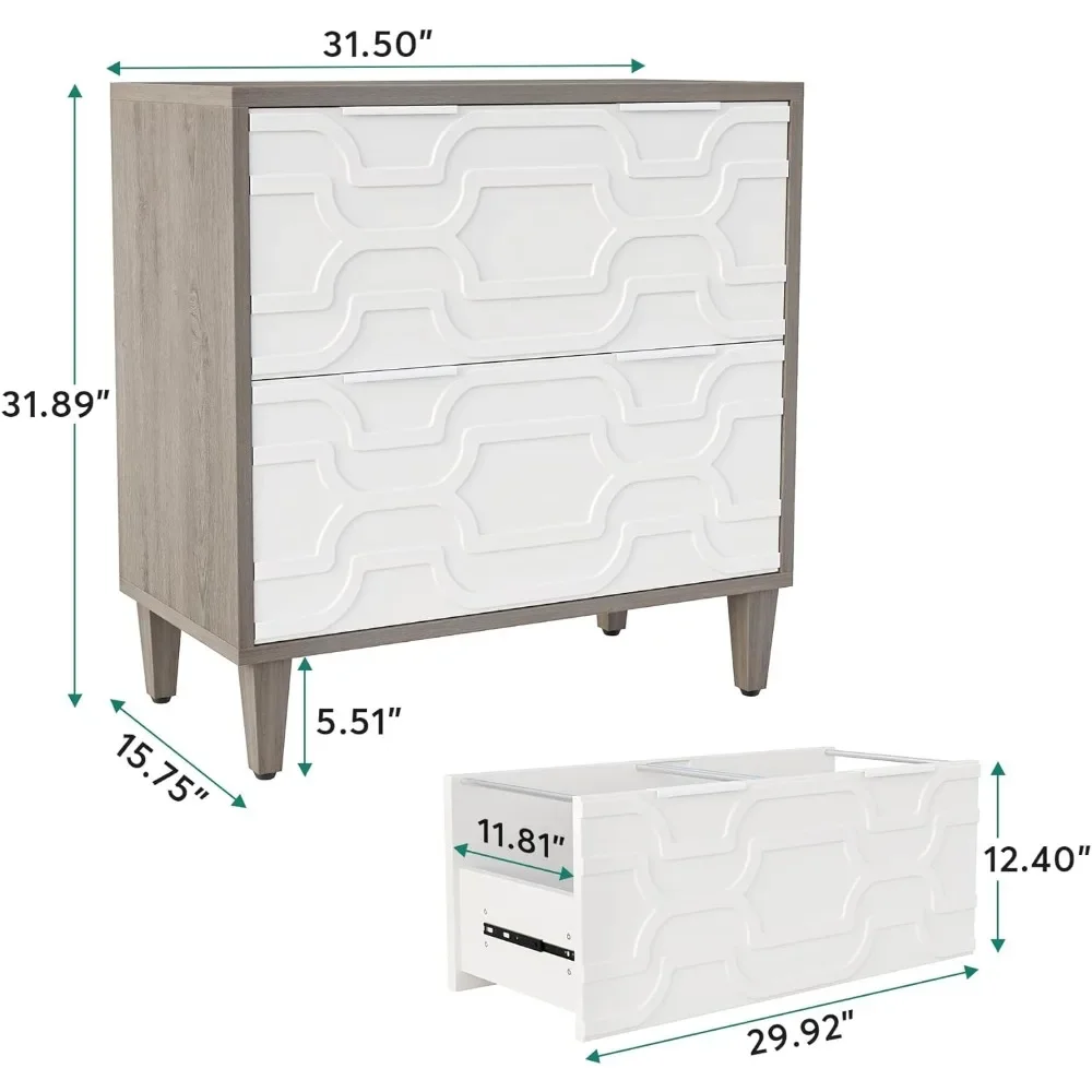 Postmodern 2-Drawer File Cabinet, With Storage Drawer , Lateral Filing Cabinet For A4/Letter/Legal Size Office Storage Cabinet