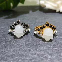 Skull Resin Ring With Matching Crown Ring,Stackable Rings Set,Gothic Rings,Unique Anniversary Gifts for Her,Witchy Jewelry